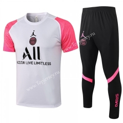 2021-2022 Jordan Paris SG White Short-sleeved Thailand Soccer Tracksuit-815