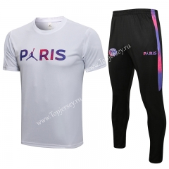 2021-2022 Jordan Paris SG White Short-sleeved Thailand Soccer Tracksuit-815