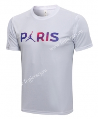 2021-2022 Jordan Paris SG White Short-sleeved Thailand Soccer Tracksuit Top-815