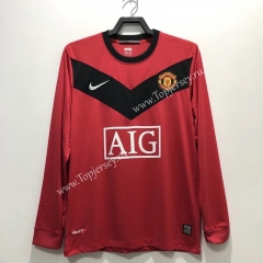 Retro Version 2010 Manchester United Home Red LS Thailand Soccer Jersey AAA-811