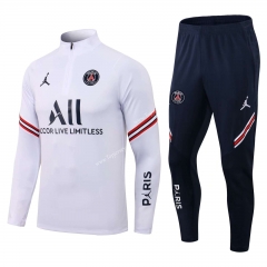 2021-2022 Jordan PSG White Thailand Soccer Tracksuit -411