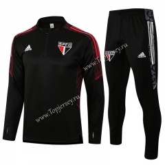 2021-2022 Sao Paulo Futebol Clube Black Thailand Soccer Tracksuit-815