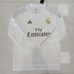 Retro Version 15-16 Real Madrid Home White LS Thailand Soccer Jersey AAA-905
