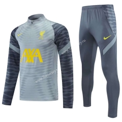 2021-2022 Liverpool Light Gray Thailand Soccer Tracksuit-CS