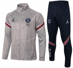 2021-2022 Jordan Paris SG Light Gray High Collar Thailand Soccer Jacket Unifrom-815