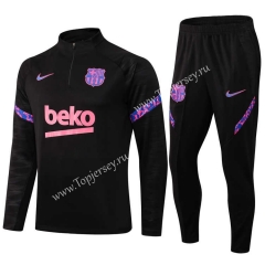 2021-2022 Barcelona Black Thailand Soccer Tracksuit-411
