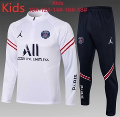2021-2022 PSG White Kids/Youth Soccer Tracksuit -815