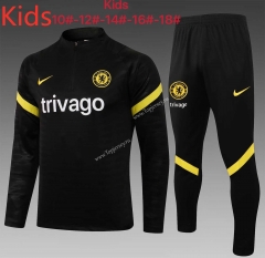 2021-2022 Chelsea Black Kids/Youth Soccer Tracksuit-815