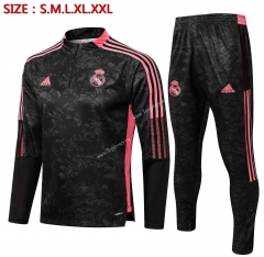 2021-2022 Real Madrid Black Thailand Soccer Tracksuit-815