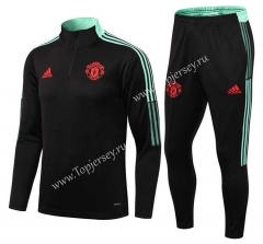 2021-2022 Manchester United Black Thailand Soccer Tracksuit-411