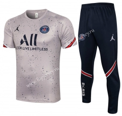 2021-2022 PSG Gray Short-sleeved Thailand Soccer Tracksuit-815