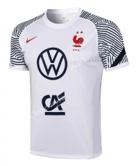 2021-2022 France White Short-Sleeved Thailand Soccer Tracksuit Top-815