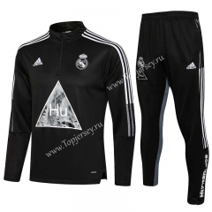 2021-2022 Real Madrid Black Thailand Soccer Tracksuit-815