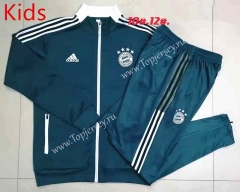 2021-2022 Bayern München Dark Green Kids/Youth Soccer Jacket Uniform-815