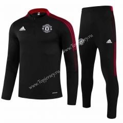 2021-2022 Manchester United Black Thailand Soccer Tracksuit-GDP