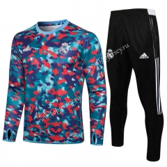 2021-2022 Real Madrid Red&Blue Thailand Soccer Tracksuit-815