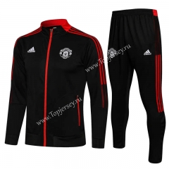 2021-2022 Manchester United Black Thailand Soccer Jacket Uniform-815