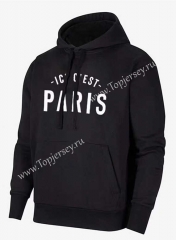 2021-2022 Paris SG Black Thailand Soccer Tracksuit Top With Hat-CS