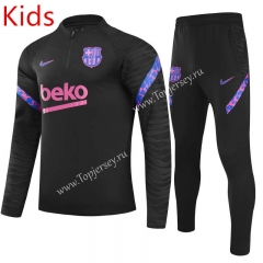 2021-2022 Barcelona Black Kid-Youth Soccer Tracksuit -GDP