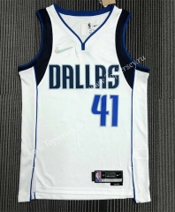 75th Anniversary Dallas Mavericks White #41 NBA Jersey-311