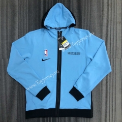 2021-2022 Player Version Memphis Grizzlies Blue With Hat Jacket-311