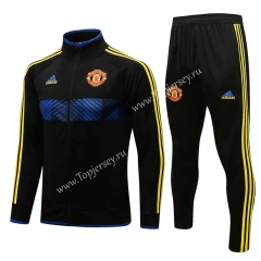 2021-2022 Manchester United High Collar Black Thailand Soccer Jacket Uniform-815
