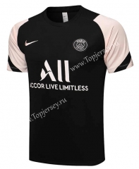 2021-2022 PSG Black Short-sleeved Thailand Soccer Tracksuit Top-815