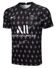 2021-2022 PSG Black Short-sleeved Thailand Soccer Tracksuit Top-815