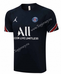 2021-2022 PSG Black Short-sleeved Thailand Soccer Tracksuit Top-815