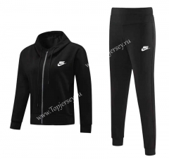 Black Women Thailand Soccer Jacket Uniform With Hat-CS