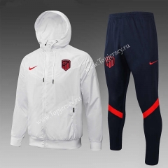 2021-2022 Atletico Madrid White Trench Coats Uniform With Hat-815