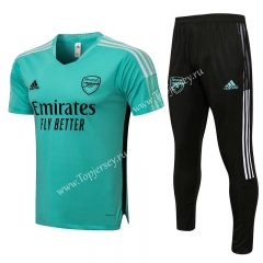 2021-2022 Arsenal Green Short-Sleeve Thailand Soccer Tracksuit-815