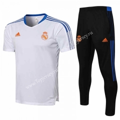 2021-2022 Real Madrid White Short-Sleeve Thailand Soccer Tracksuit-815