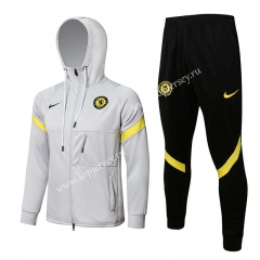 2021-2022 Chelsea Light Gray Thailand Soccer Jacket Uniform With Hat-815