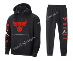 Chicago Bulls Black Tracksuit With Hat-CS