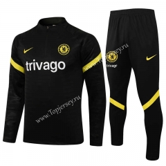 2021-2022 Chelsea Black Thailand Soccer Tracksuit-815