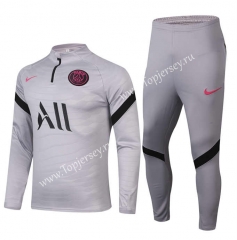 2021-2022 Paris SG Light Gray Thailand Soccer Tracksuit-888
