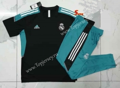 2021-2022 Real Madrid Black Short-Sleeve Thailand Soccer Tracksuit-815