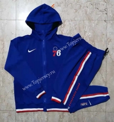 2021-2022 NBA Philadelphia 76ers Camouflage Blue Jacket Uniform With Hat-815