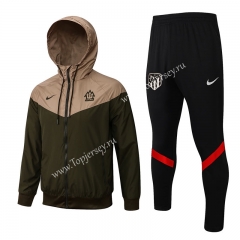 2021-2022 Atletico Madrid Army Green Trench Coats Uniform With Hat-815