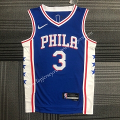 75th Anniversary Philadelphia 76ers Blue #3 NBA Jersey-311
