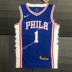 75th Anniversary Philadelphia 76ers Blue #1 NBA Jersey-311