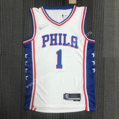 75th Anniversary Philadelphia 76ers White #1 NBA Jersey-311