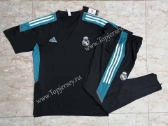 2021-2022 Real Madrid Black Short-Sleeve Thailand Soccer Tracksuit-815