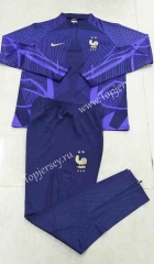 2022-2023 France Blue&Purple Thailand Soccer Tracksuit-411