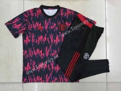2022-2023 Manchester United Black&Red Short-sleeve Thailand Soccer Tracksuit-815