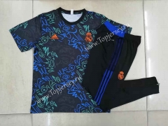 2022-2023 Real Madrid Gray&Blue Short-Sleeve Thailand Soccer Tracksuit-815