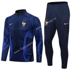 2022-2023 France Royal Blue Thailand Soccer Tracksuit-411