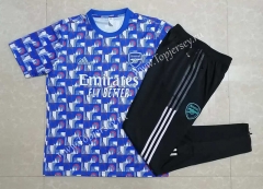 2022-2023 Arsenal Blue Short-Sleeve Thailand Soccer Tracksuit-815