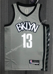 75th Anniversary Jordan Limited Edition Brooklyn Nets Gray #13 NBA Jersey-311